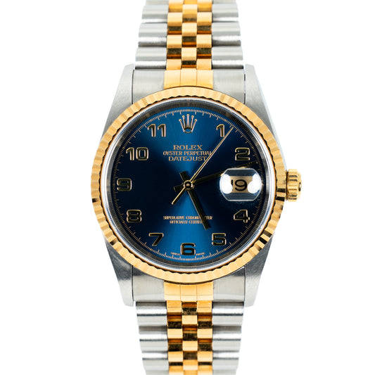 2002 Rolex Datejust 36 Ref. 16233 Blue Arabic Dial Jubilee – With Box