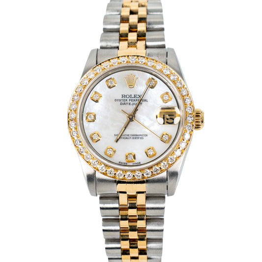Rolex Datejust 31 Ref. 68273 Aftermarket Mother-of-Pearl Diamond Dial & Bezel – With Box