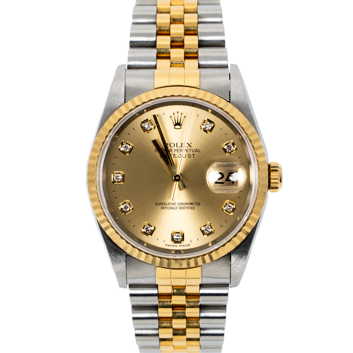 1995 Rolex Datejust 36 Ref. 16233 Champagne Diamond Dial Jubilee – With Box