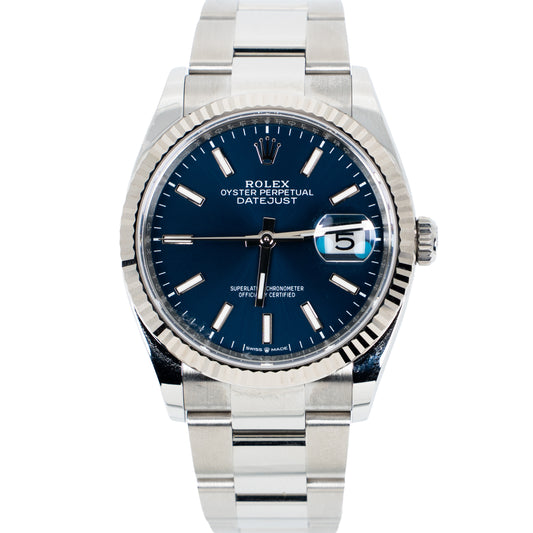 2026 Rolex Datejust 36 Ref. 126234 Blue Stick Dial Oyster Bracelet – Unworn