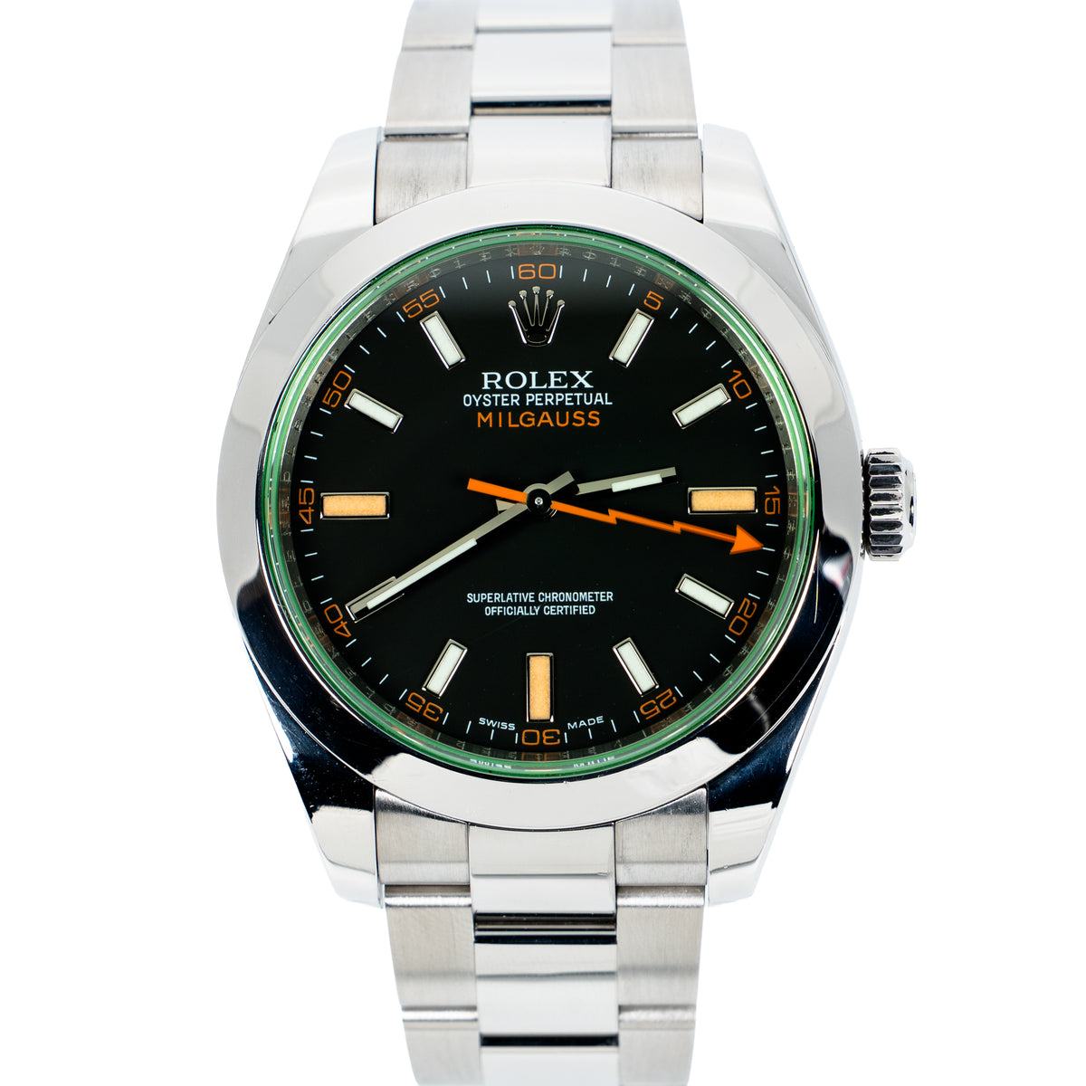 2009 Rolex Milgauss 40mm Ref. 116400GV Black Dial Green Crystal – Box & Papers