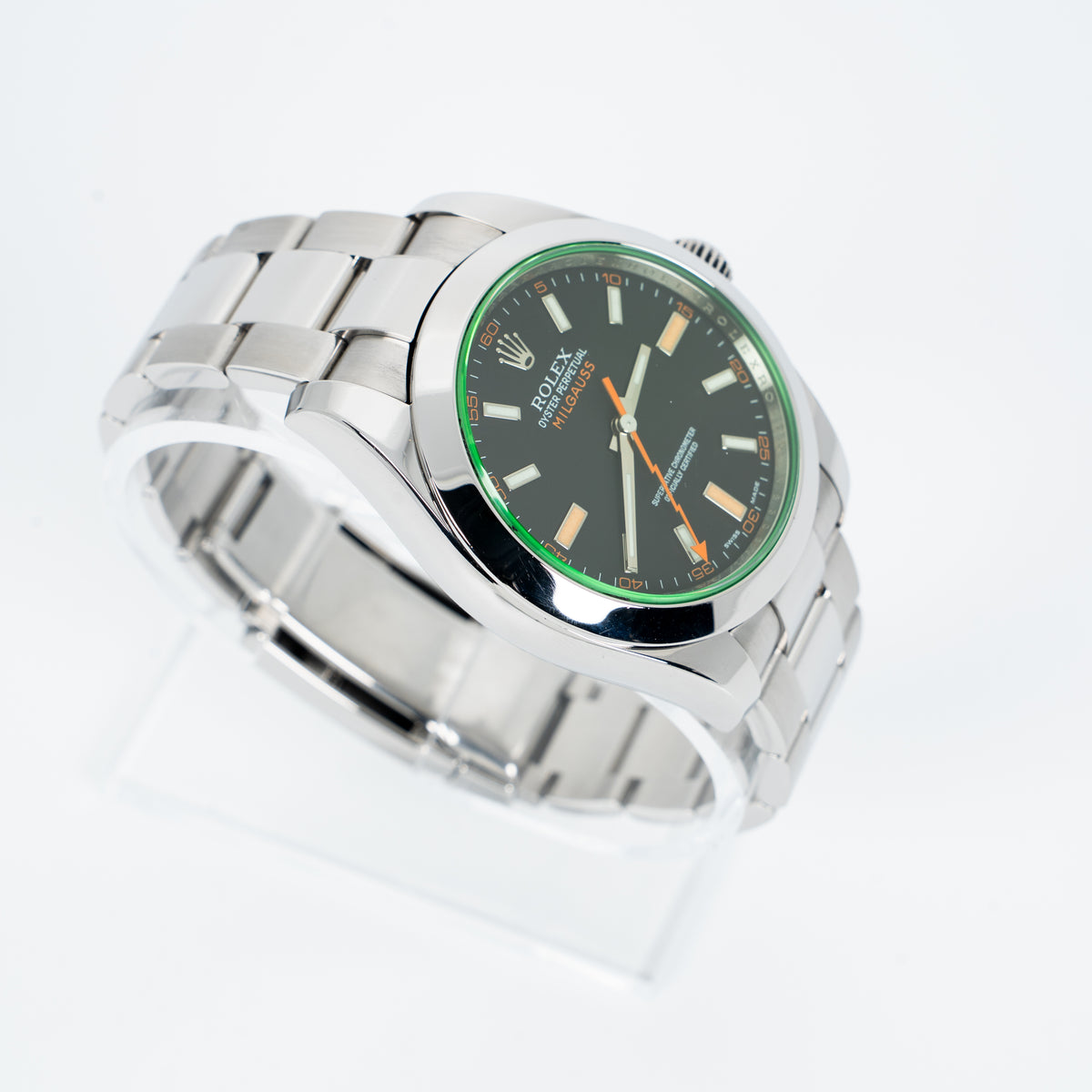 2009 Rolex Milgauss 40mm Ref. 116400GV Black Dial Green Crystal – Box & Papers