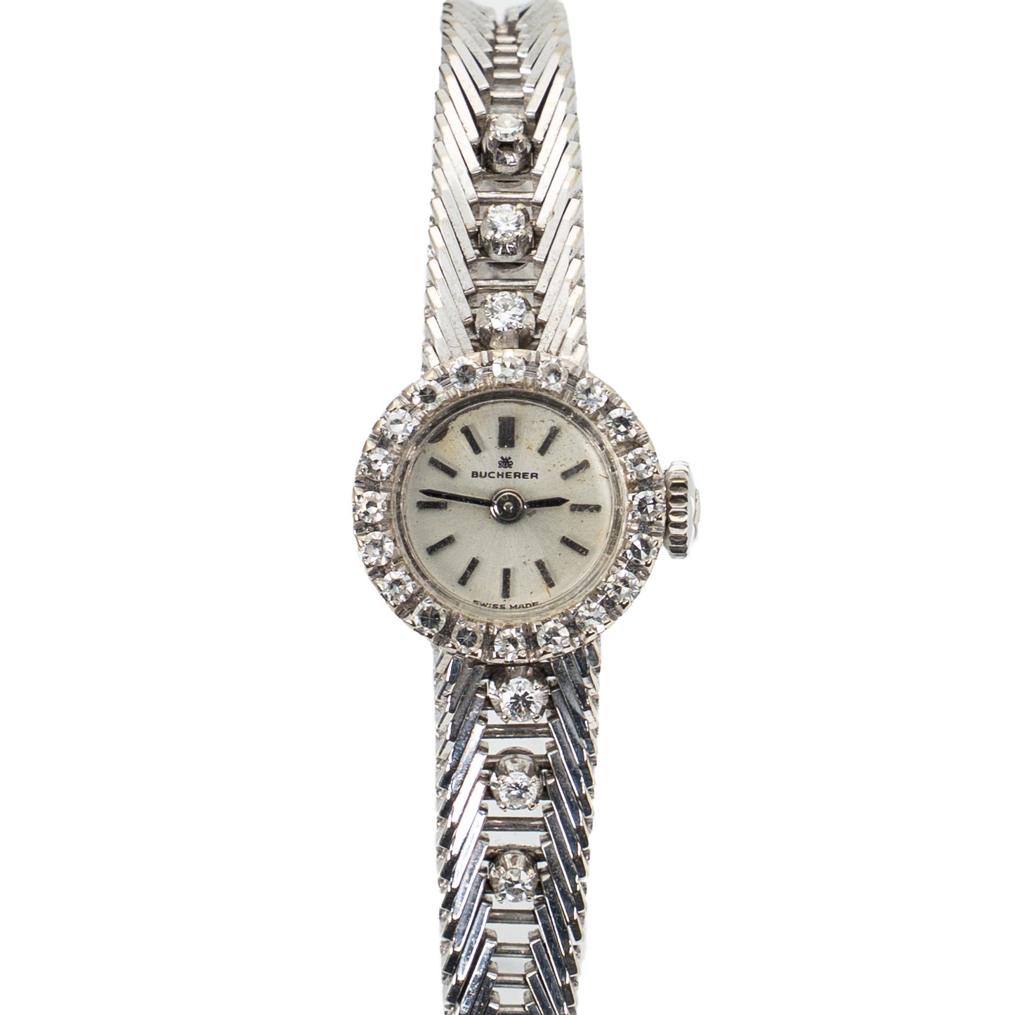 Vintage Bucherer Ladies Diamond Watch in 18kt White Gold