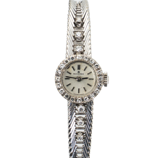 Vintage Bucherer Ladies Diamond Watch in 18kt White Gold